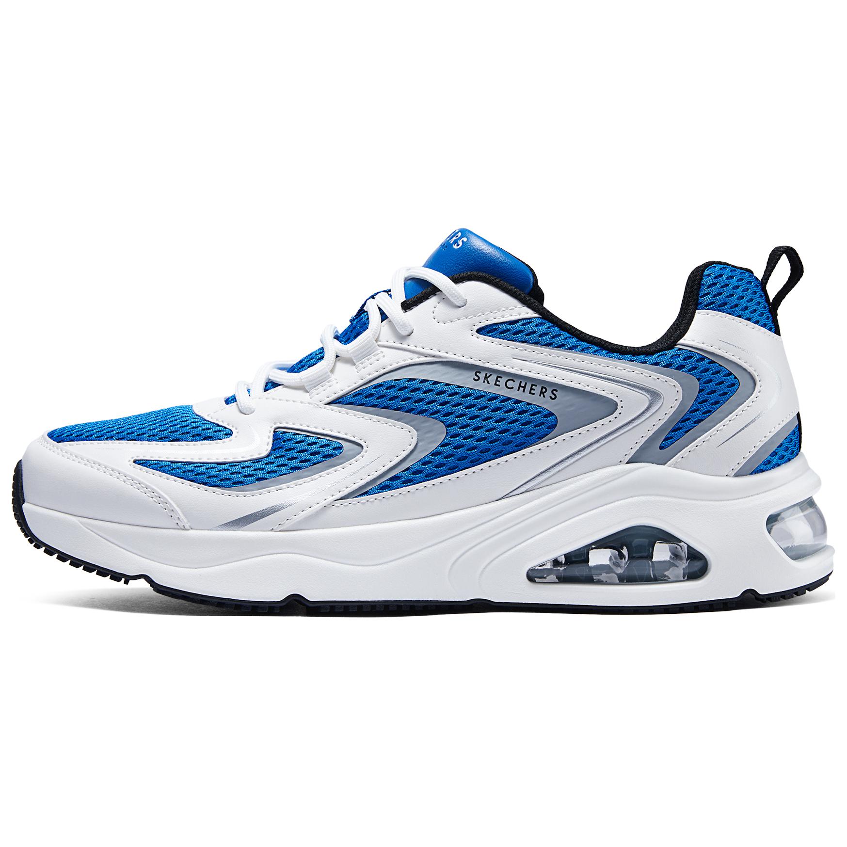 

Skechers Юно амортизирующие износостойкие низкие беговые кроссовки мужские черно-сине-белые, цвет Blue White