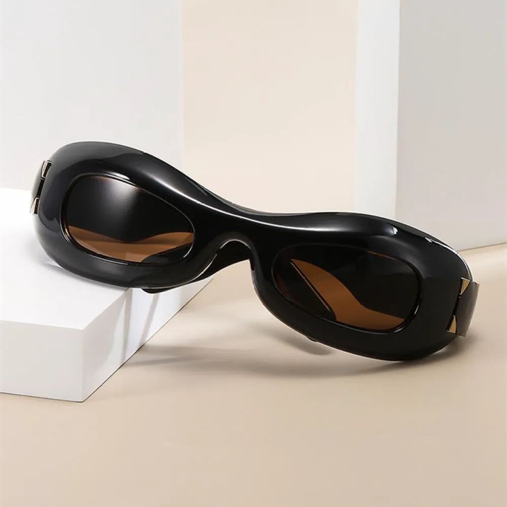 

Модные солнцезащитные очки 2027 года в стиле ретро, ​​панк, футуризм, аксессуары, классические солнцезащитные очки в маленькой оправе для женщин MTZJH, Black