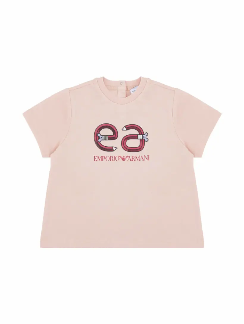

Хлопковая футболка с логотипом EMPORIO ARMANI, розовый