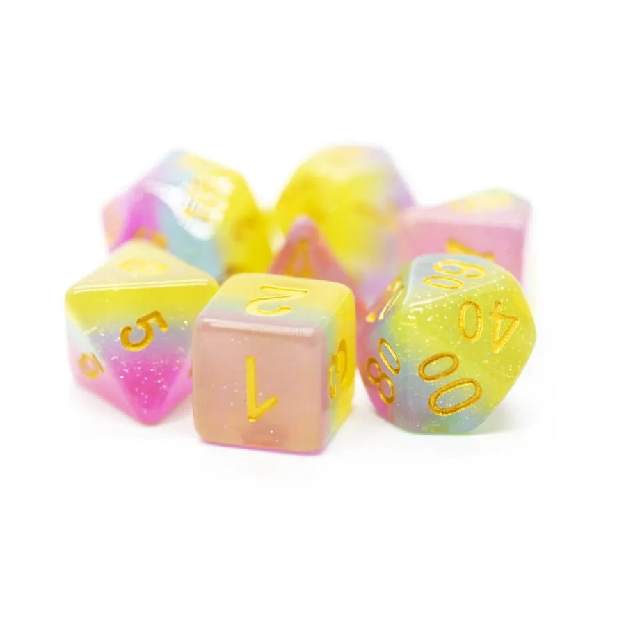 

Поли-комплект полупрозрачный Candyland с золотом (7), Acrylic-Resin Dice - Gradient