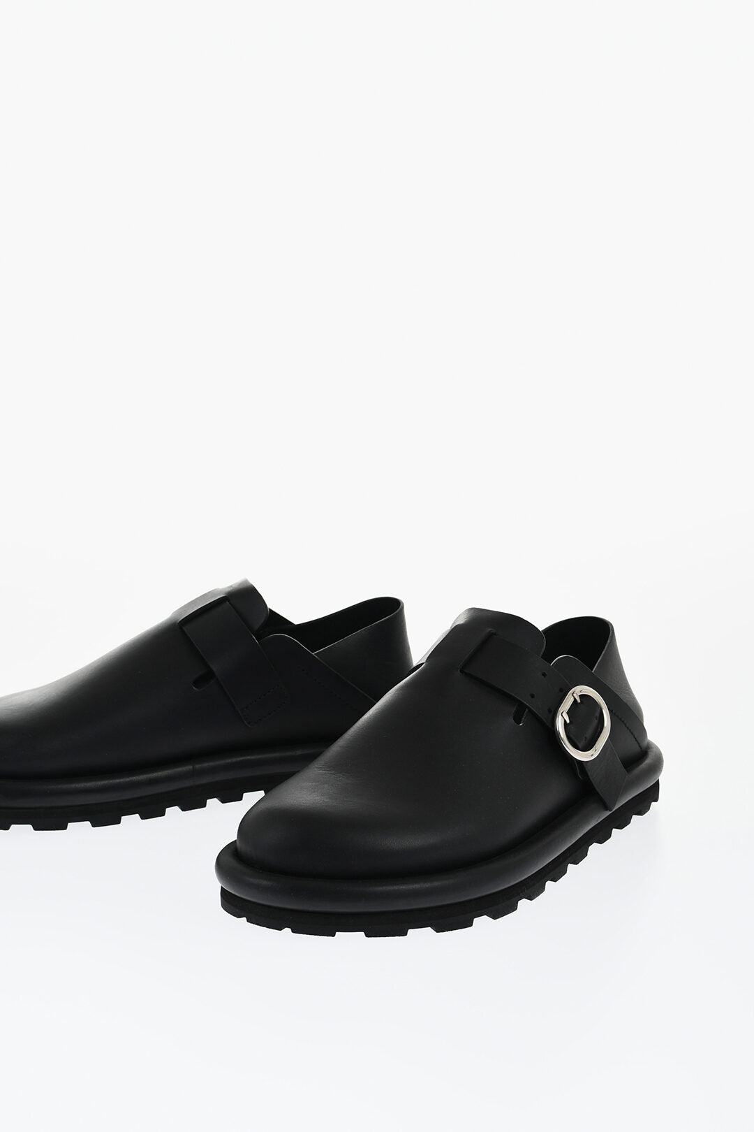 

Сандалии из кожи Jil Sander с пряжкой, черный