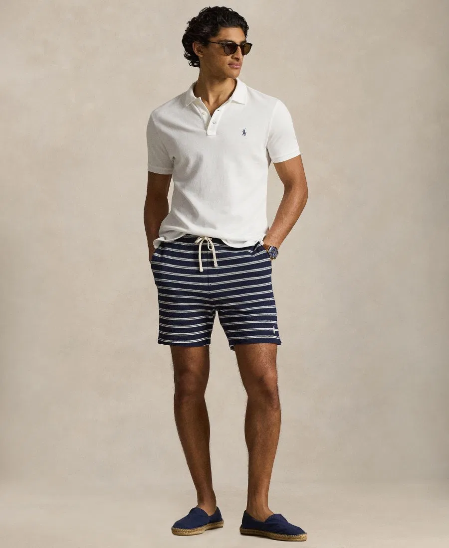 Мужские полосатые облегающие шорты Polo Ralph Lauren, Newport Navy/Cream — фото 2