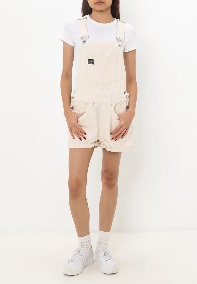 Комбинезон, джинсовый, Vintage Canvas Short Dungaree Superdry, овсяный — фото 4