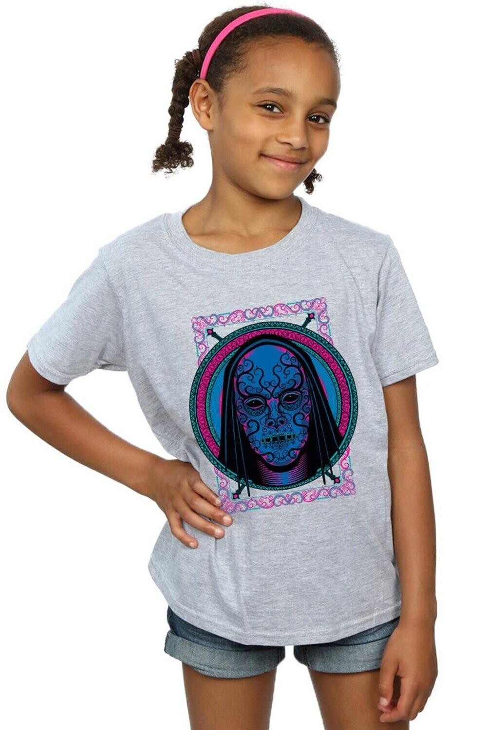 

Хлопковая футболка с неоновой маской Пожирателя смерти Harry Potter, серый