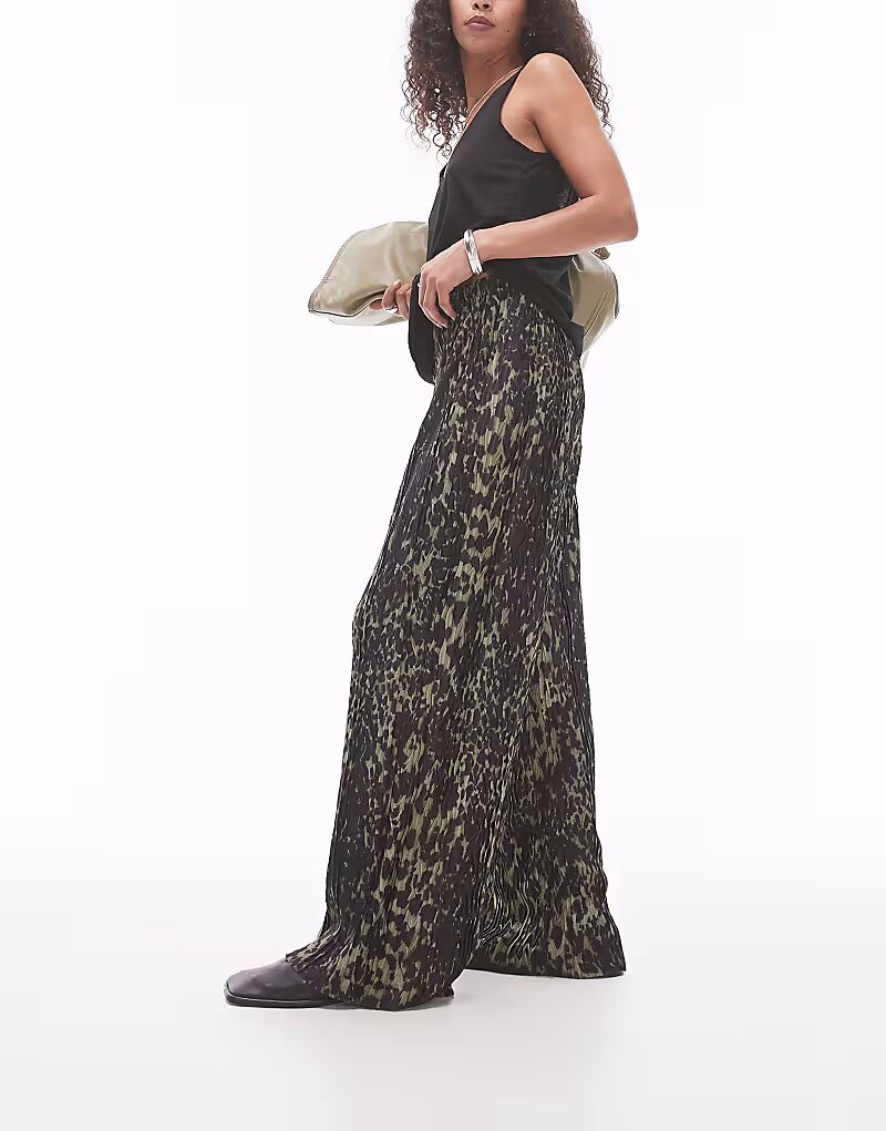 

Леопардовые брюки цвета хаки Topshop