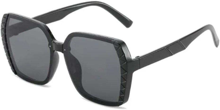 

Квадратные солнцезащитные очки в крупной оправе, модные женские солнцезащитные очки с защитой от УФ-излучения для женщин и мужчин Generic, Black Frame Gray Flakes