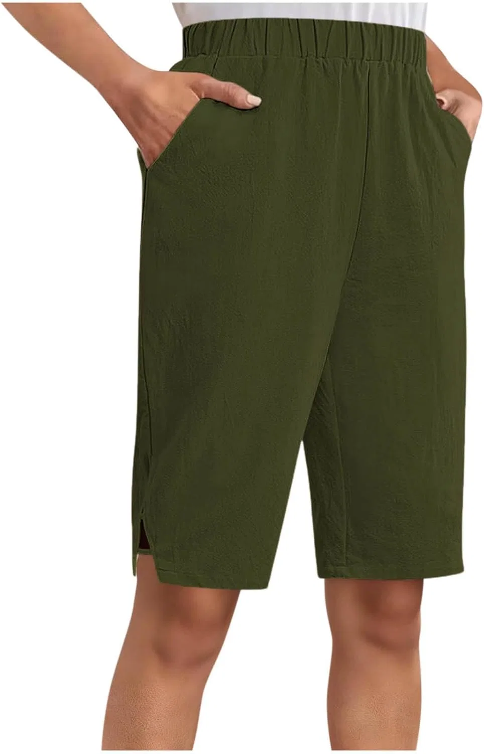 Шорты женские, высокая талия, Athletic, Army Green