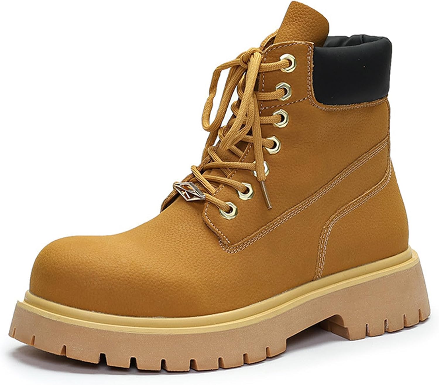 

Мужские кожаные ботинки на массивном каблуке с круглым носком, мотоциклетного стиля, с боковой молнией, модные, удобные, с противоскользящей подошвой на платформе, формальные ботинки-чика для вечеринки, улицы и повседневной носки Oxngdmdm, желты...