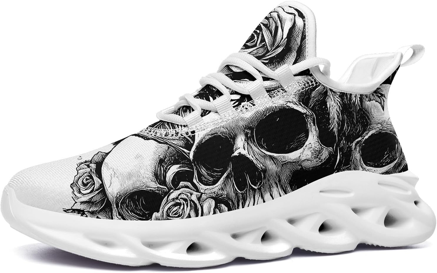 

Готические кроссовки с черепом для мужчин и женщин, модные легкие спортивные кеды с уникальным панк и готическим дизайном Awsole, белый/черный/серый