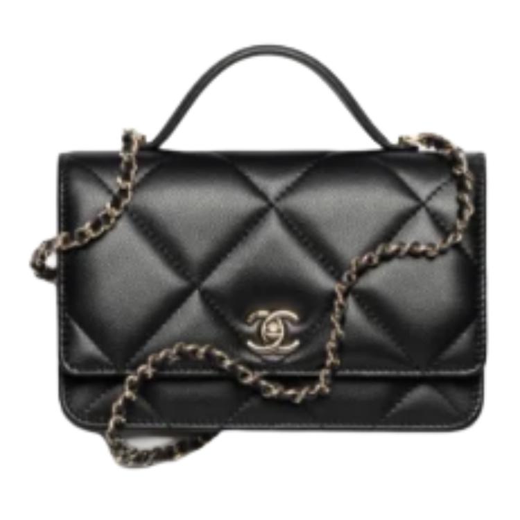 CHANEL Гладкая телячья кожа женская сумка через плечо One Shoulder черная — фото 2