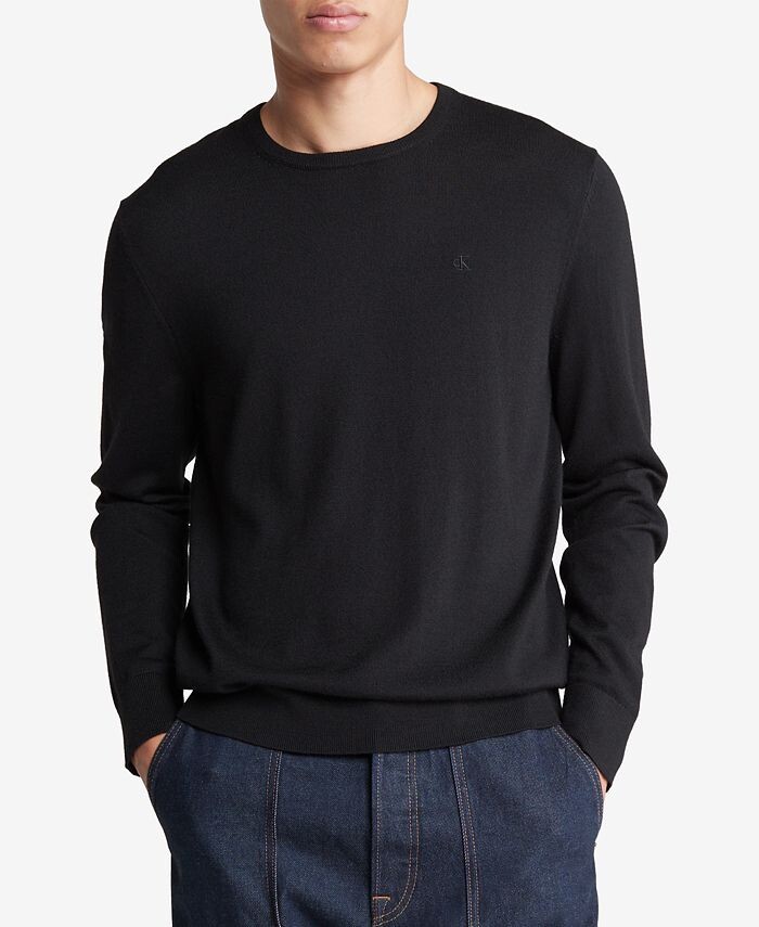 

Мужской свитер из очень тонкой шерсти мериноса Calvin Klein, черный
