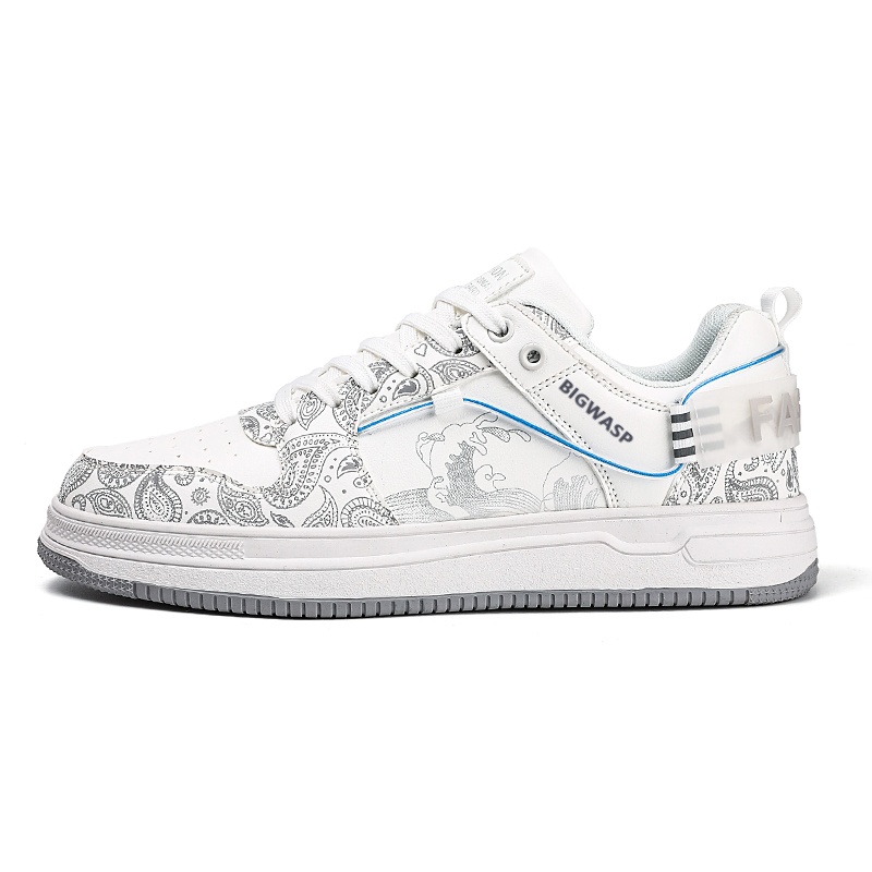 

BIGWASP Мужские низкие скейтерские кроссовки бело-серебристые, цвет White Silver