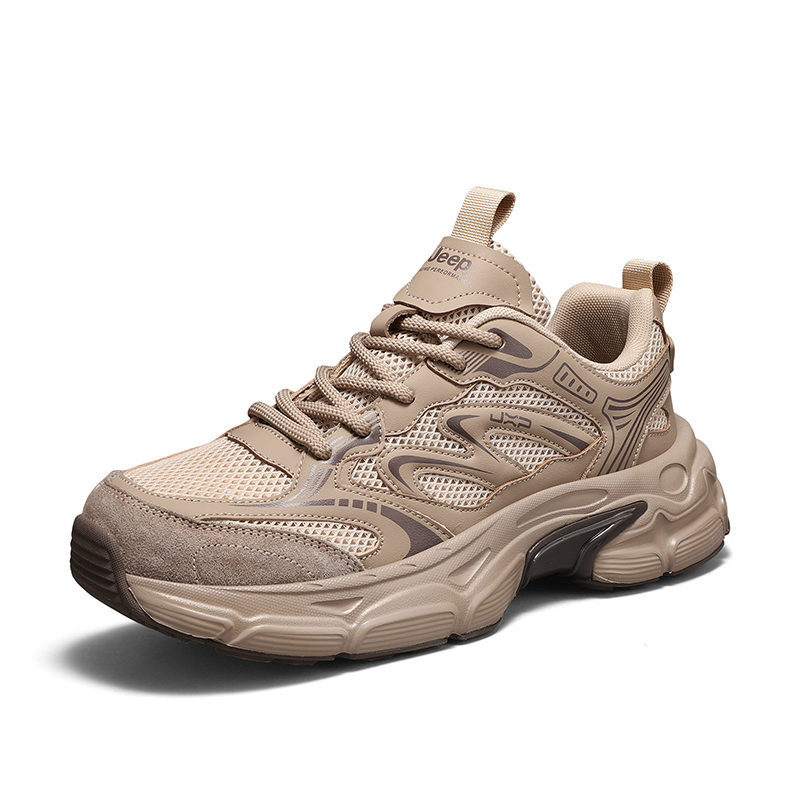 

Мужские кроссовки низкие массивные Height Increasing Abrasion Resistant Lightweight Breathable Slip Resistant Jeep, хаки