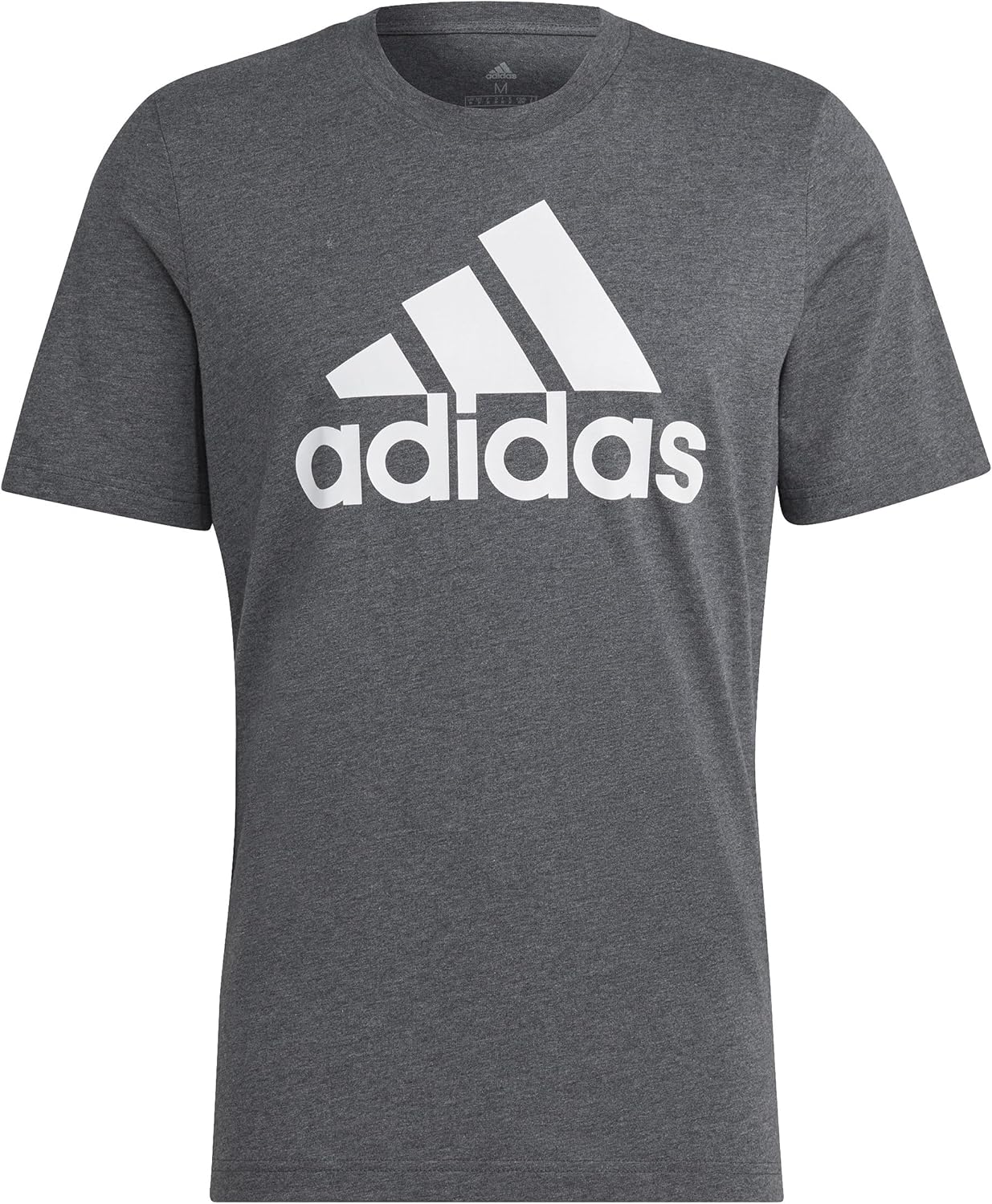 

Футболка Adidas ECQ96 Essentials Single Jersey Big Logo с коротким рукавом, темно-серый меланж/белый