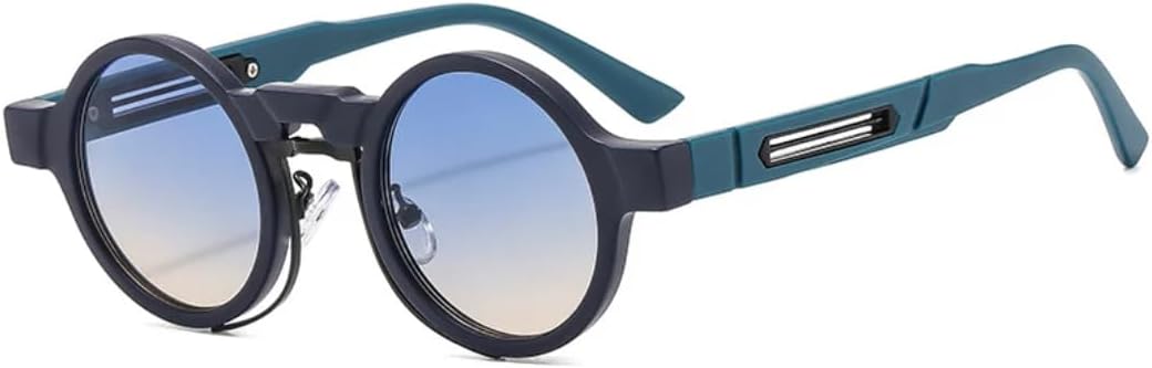 

Маленькие круглые солнцезащитные очки в стиле ретро-панк с градиентным переходом цвета, защита от УФ-излучения UV400, модные солнцезащитные очки для женщин и мужчин UUPTTPL, Dark Blue Blue Tea