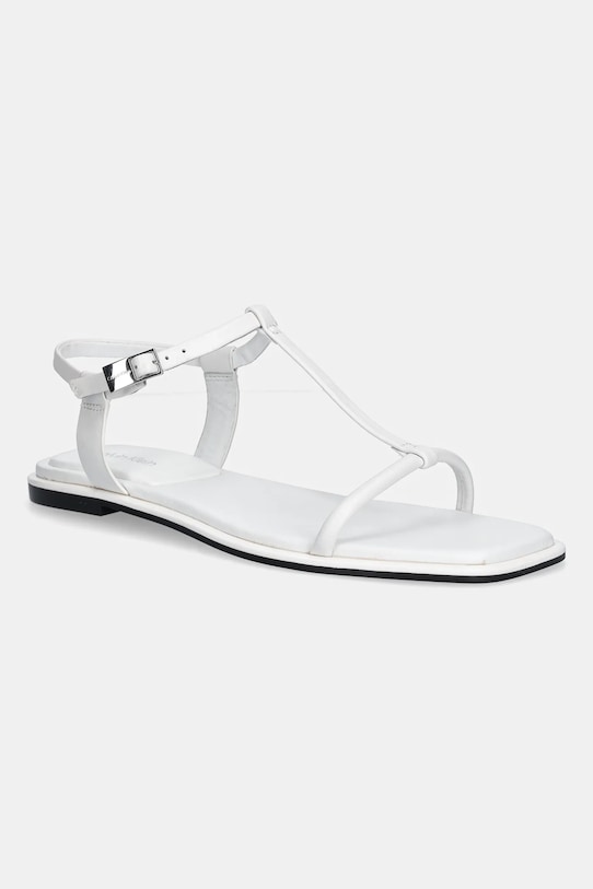 Кожаные сандалии Flat Sandal Squared Buckle Lth Calvin Klein, белый