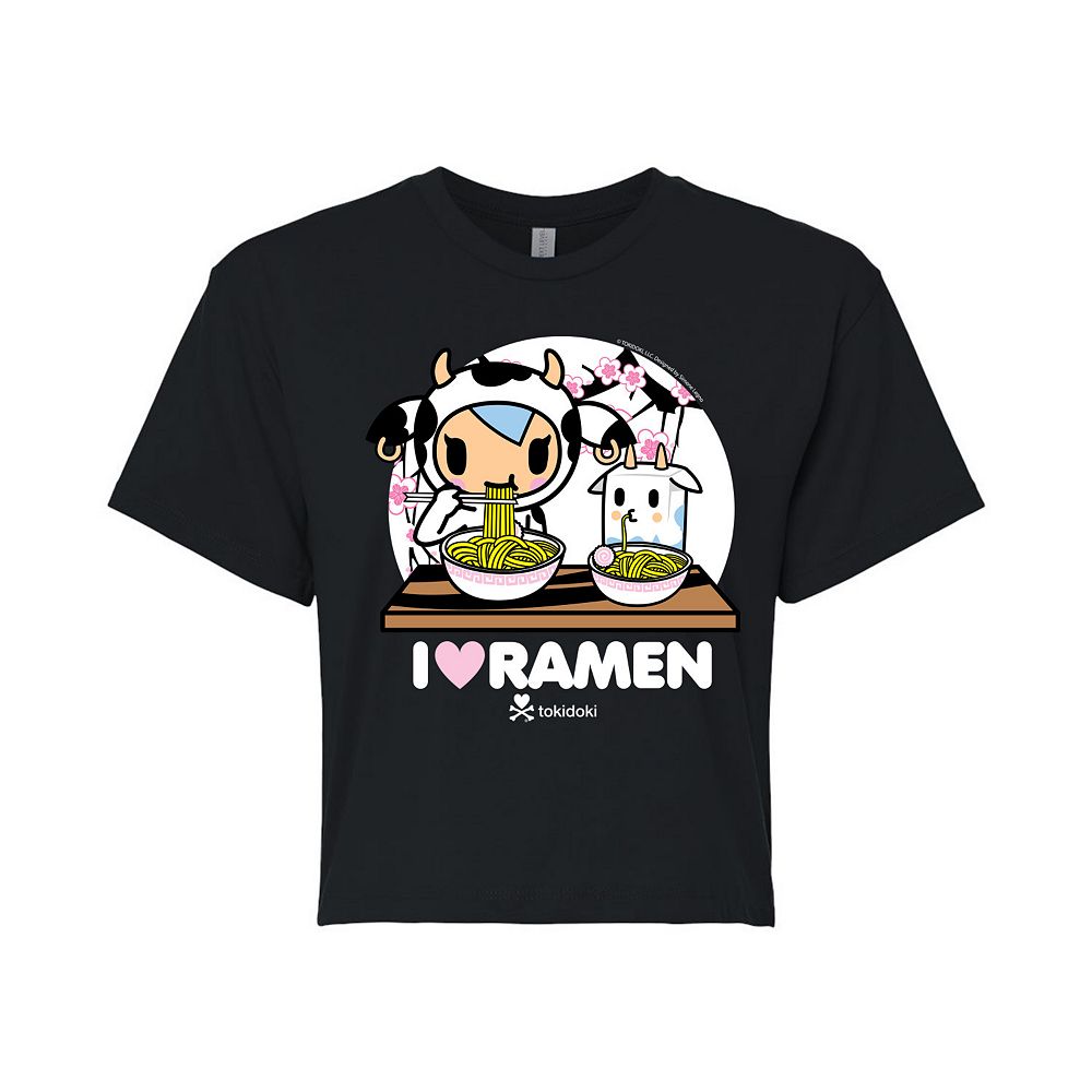 

Укороченная футболка для юниоров Tokidoki Mozzarella I Heart Ramen Licensed Character, черный