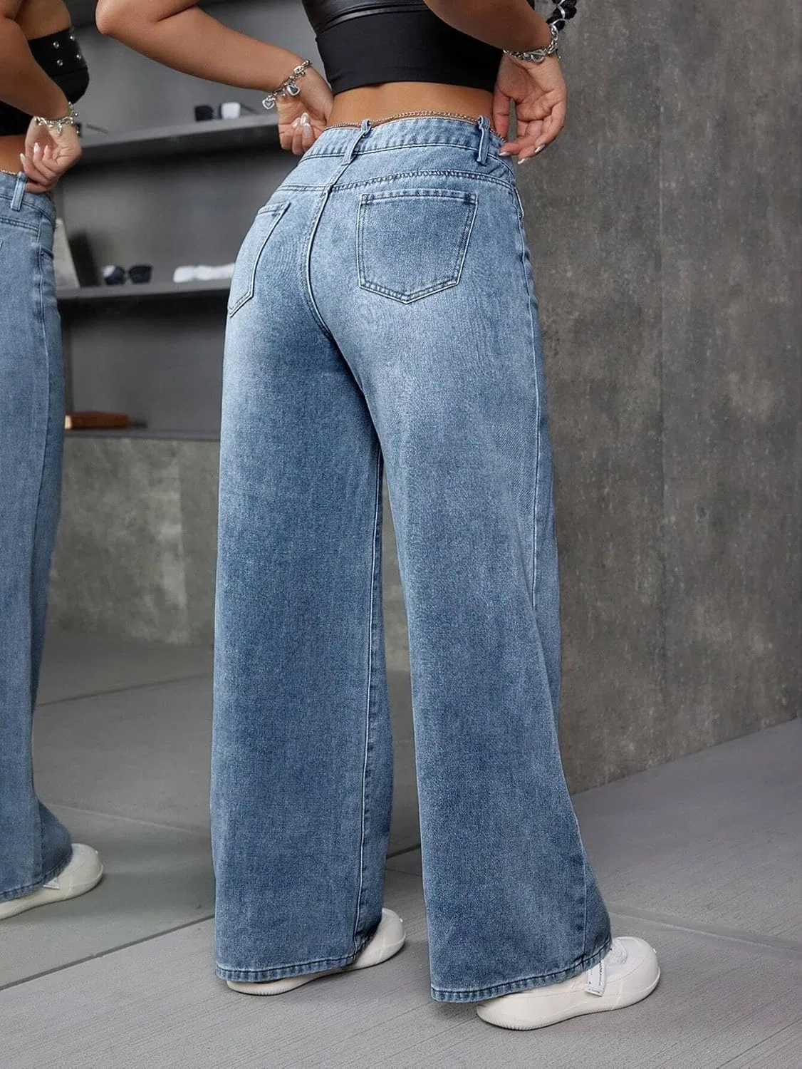 Джинсы свободные, Wide Leg, Medium Wash — фото 3