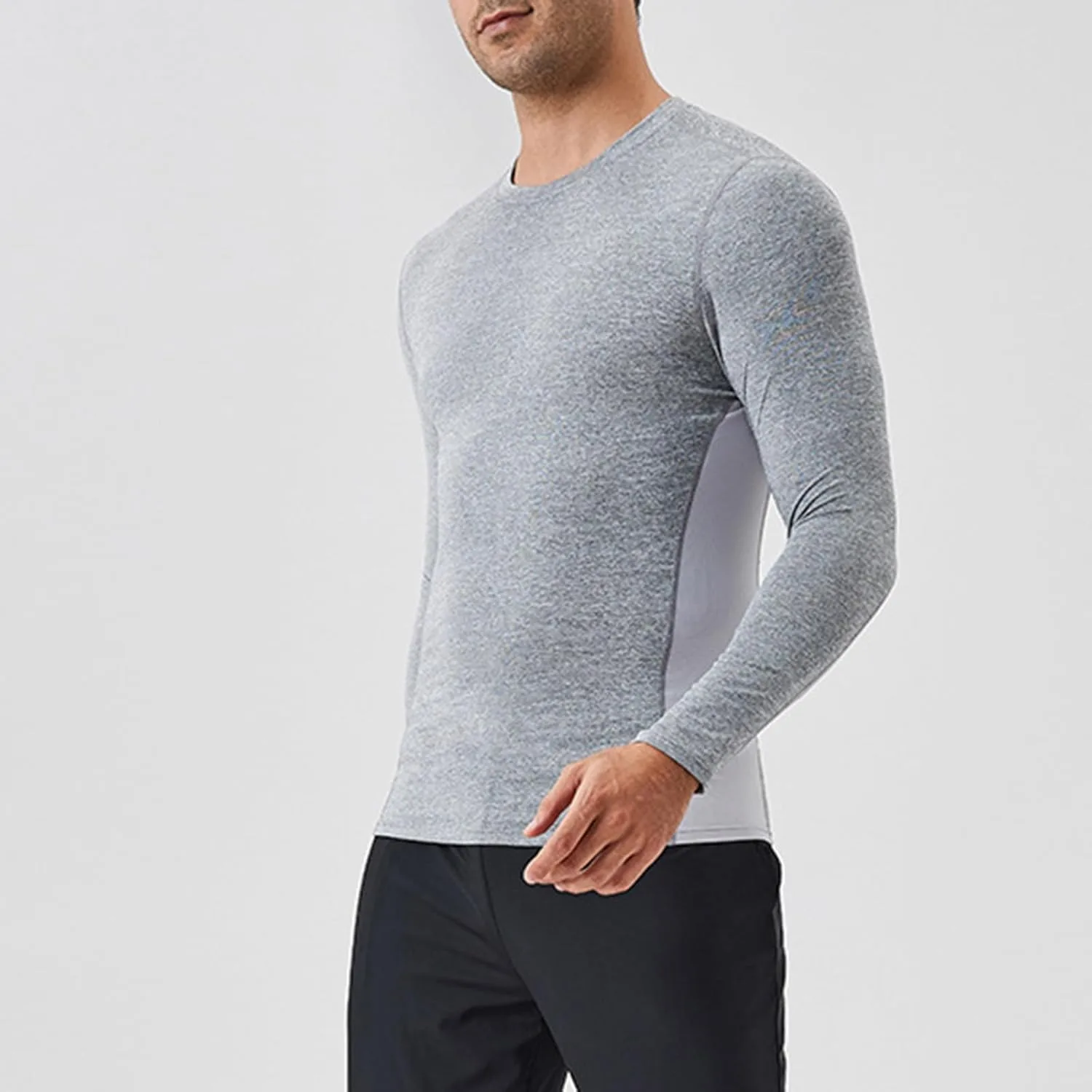Мужская футболка для тренировок с длинным рукавом Slim Fit, легкая, быстросохнущая — фото 2