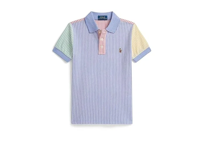 Поло Polo Ralph Lauren Kids Striped Oxford Mesh Polo Shirt, Harbor Island Blue/Multicolor