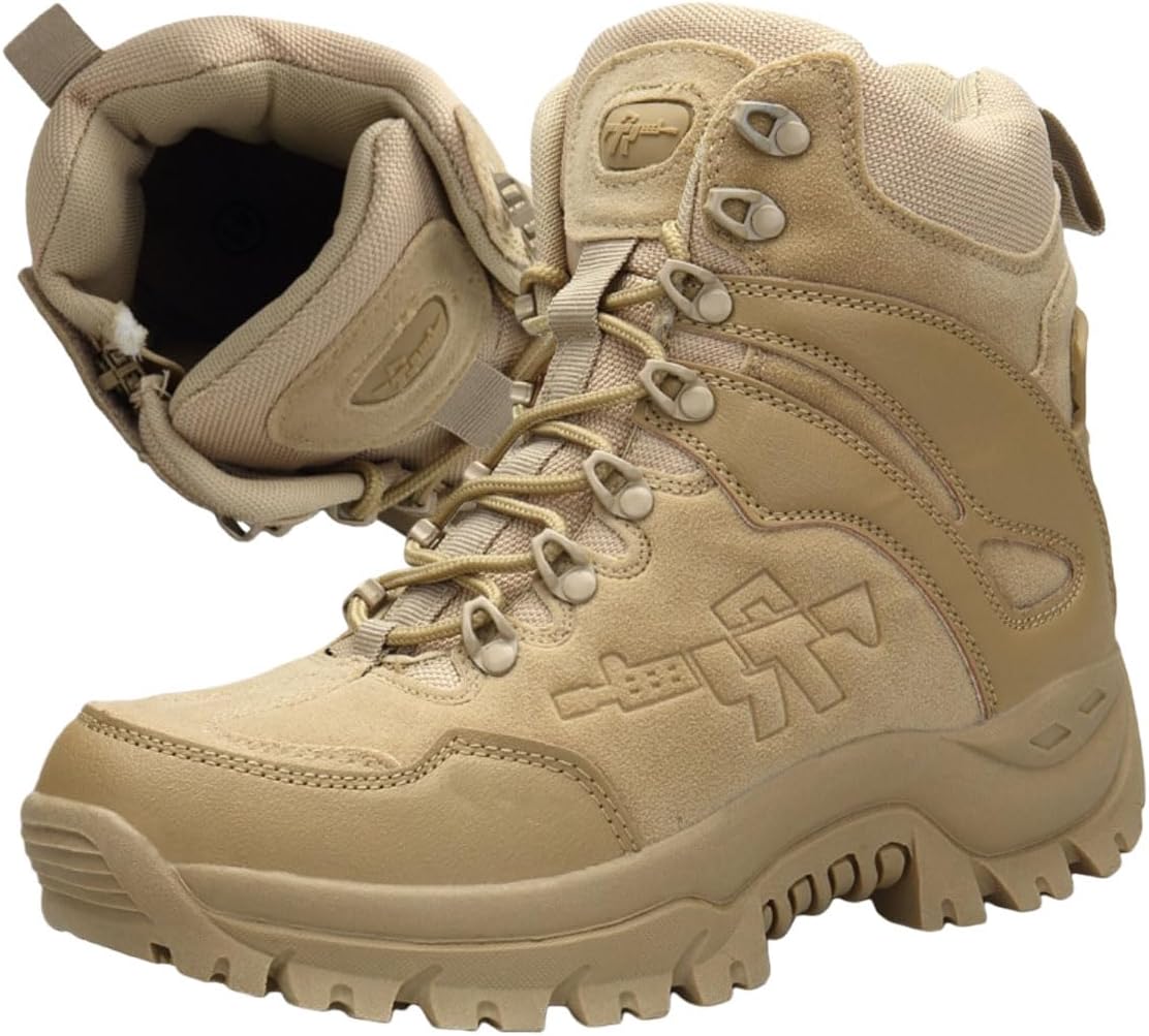 

Мужские легкие тактические боевые ботинки Adornosbt с боковой молнией и противоскользящей подошвой, бежевый