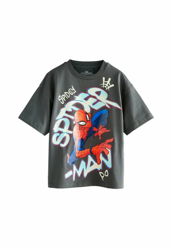 Футболка с коротким рукавом и принтом супергероев marvel стандартного кроя Next, Spiderman Charcoal Grey Gel