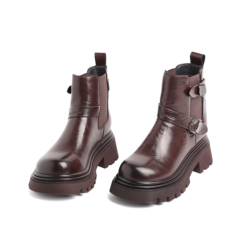 AQUASCUTUM Коричневые женские полусапожки на каблуке 6 см, цвет Brown — фото 3