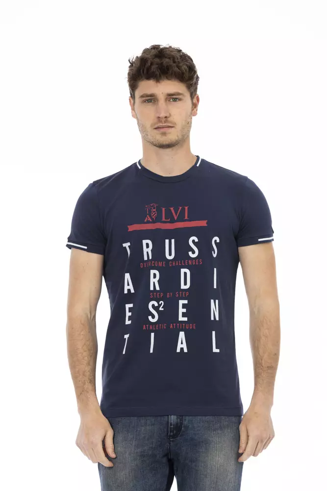 

Синяя хлопковая мужская футболка Trussardi