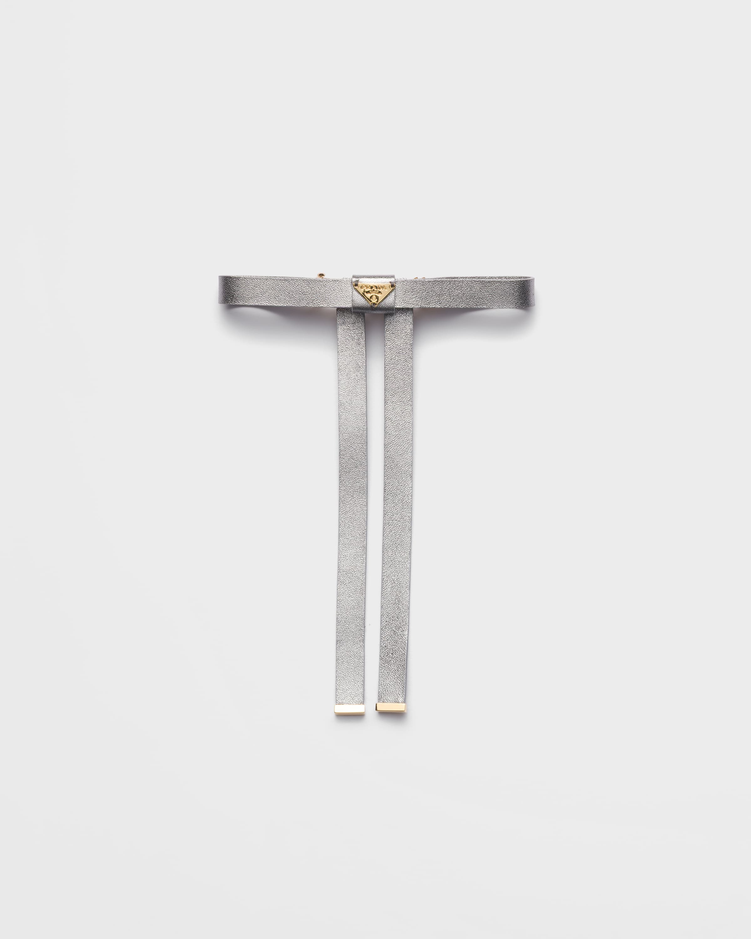 

Заколка для волос из кожи наппа Prada, хром