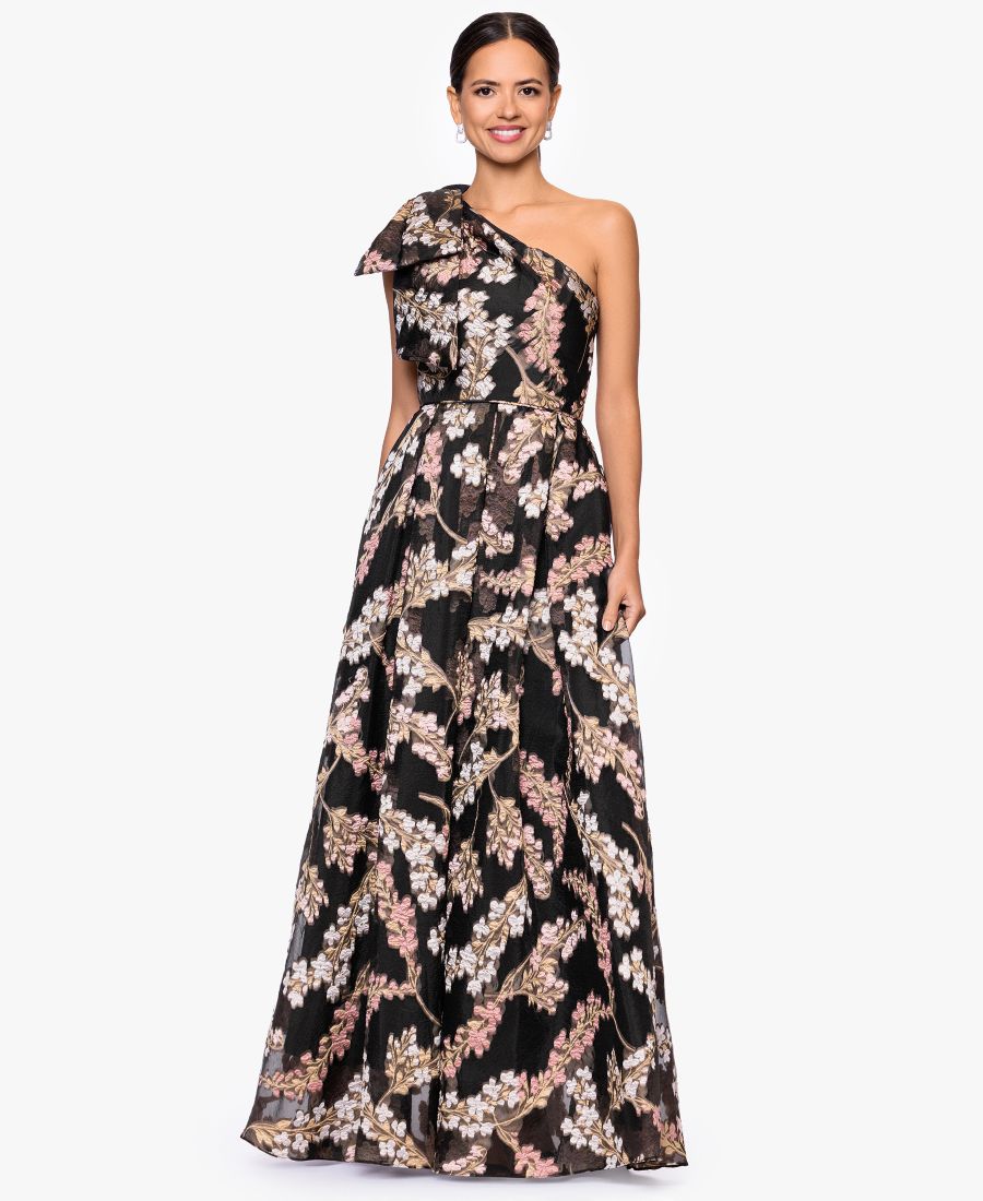 

Женское платье на одно плечо Betsy & Adam, Black/Rose Gold