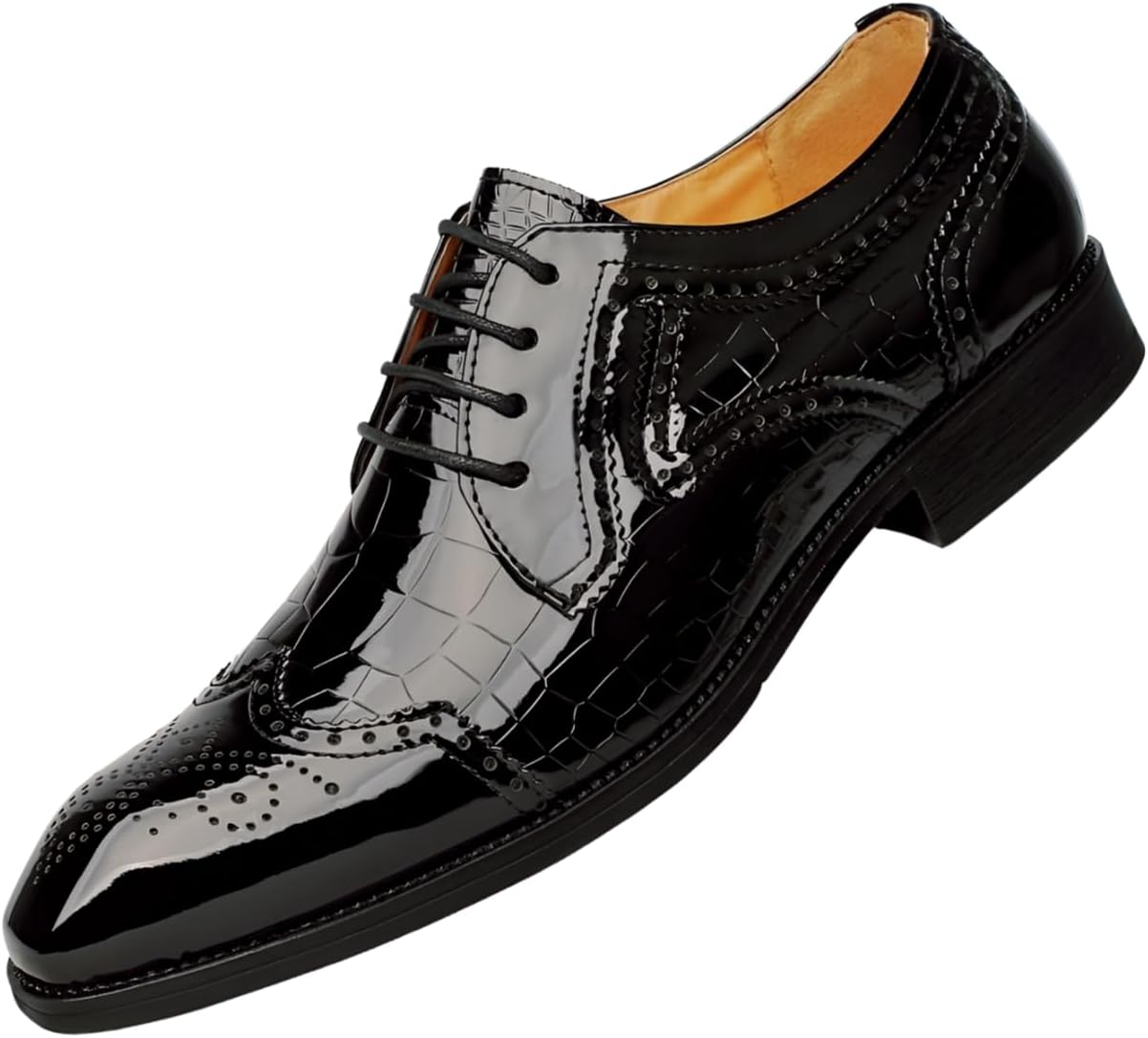 

Мужские оксфорды Santimon с крылышками из лакированной кожи, броги, деловые туфли для выпускного и офисного стиля, черный