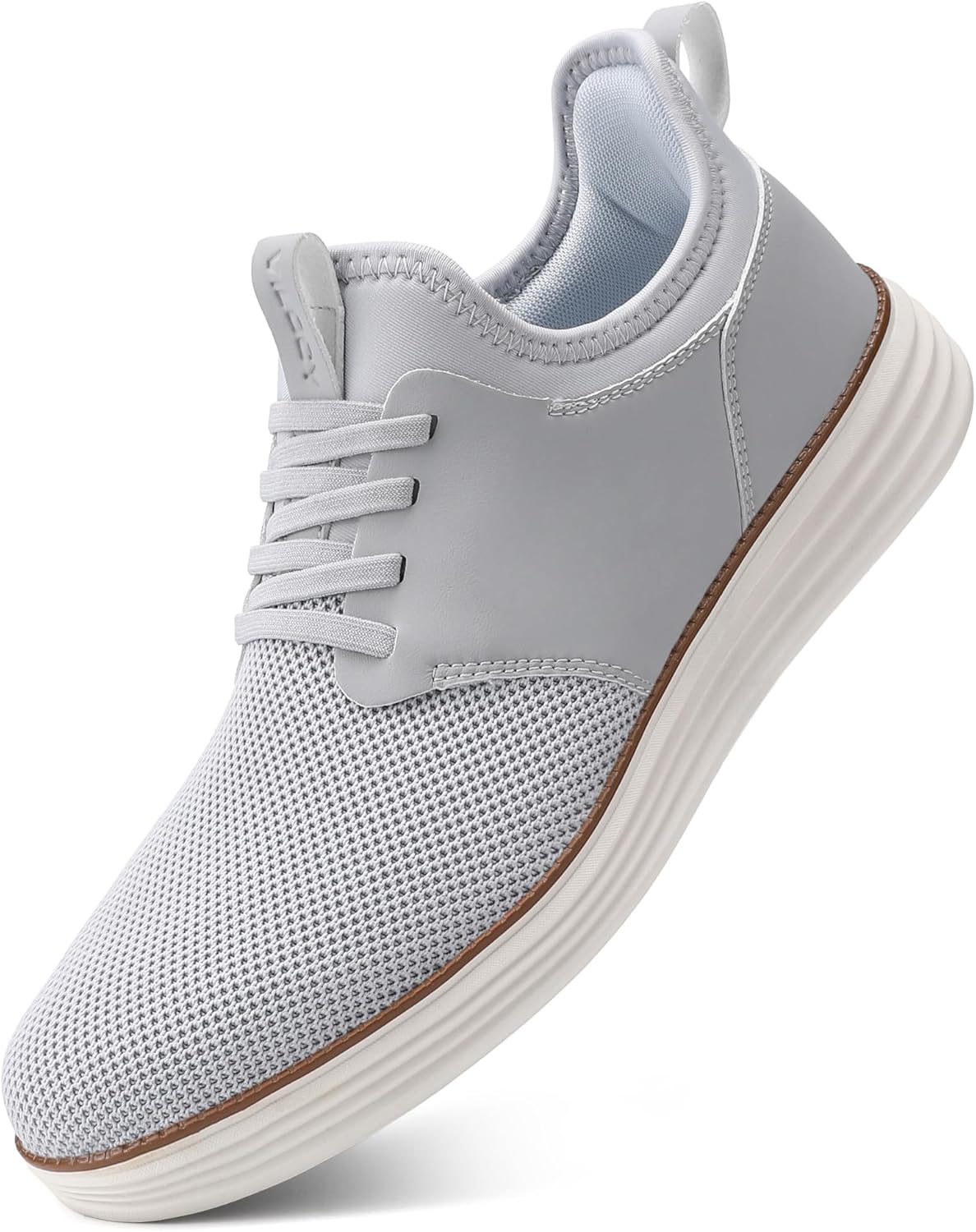 

Мужские слипоны VILOCY, повседневная обувь без шнурков, модные кроссовки, сетчатые теннисные туфли для прогулок и работы, удобные, дышащие, легкие, с противоскользящей подошвой, светло-серый