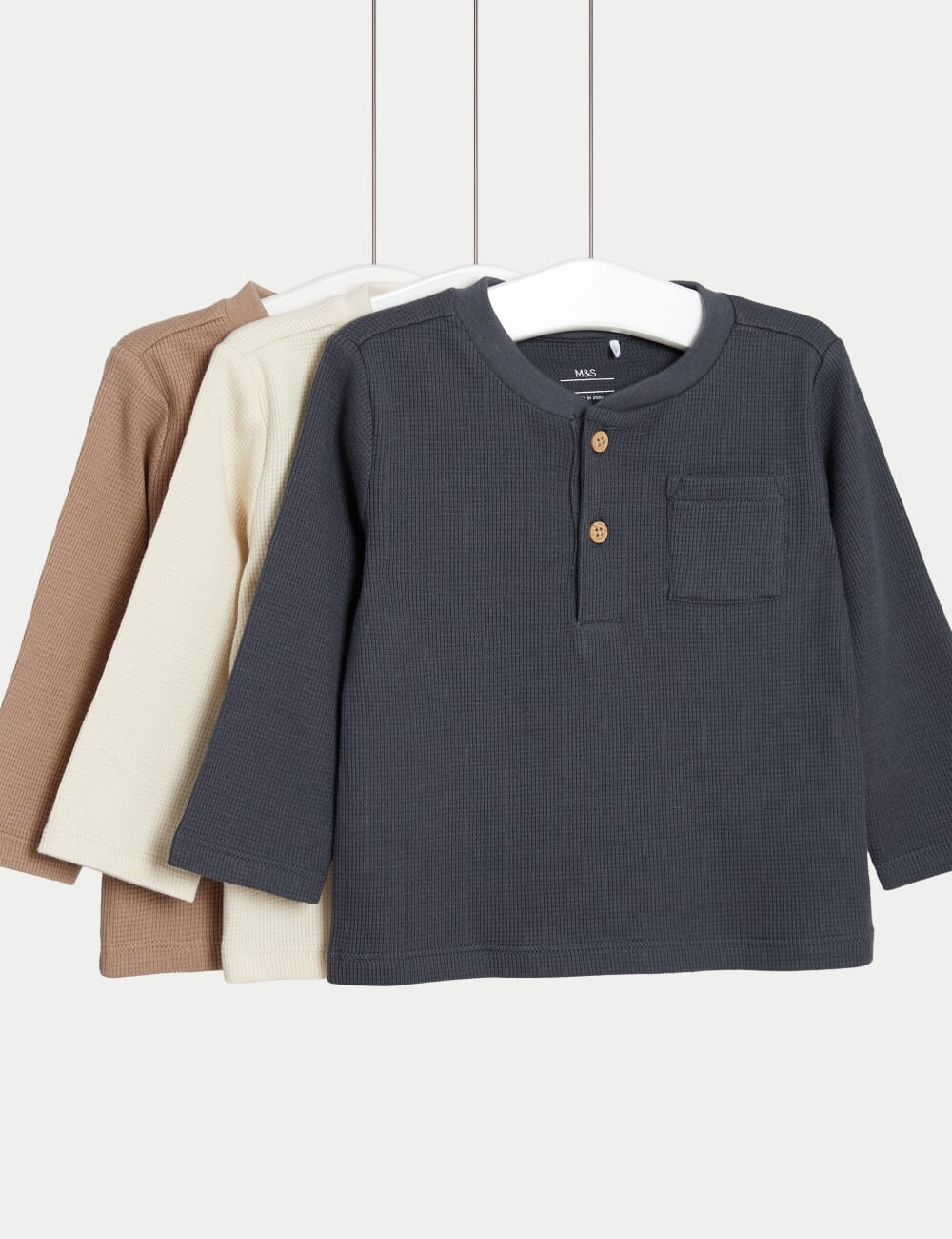 

3 пары топов из чистого хлопка Marks & Spencer, коричневый