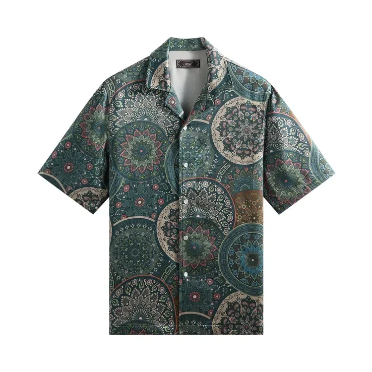 Рубашка с воротником-стойкой Kith Mosaic Mandala Thompson, зеленый