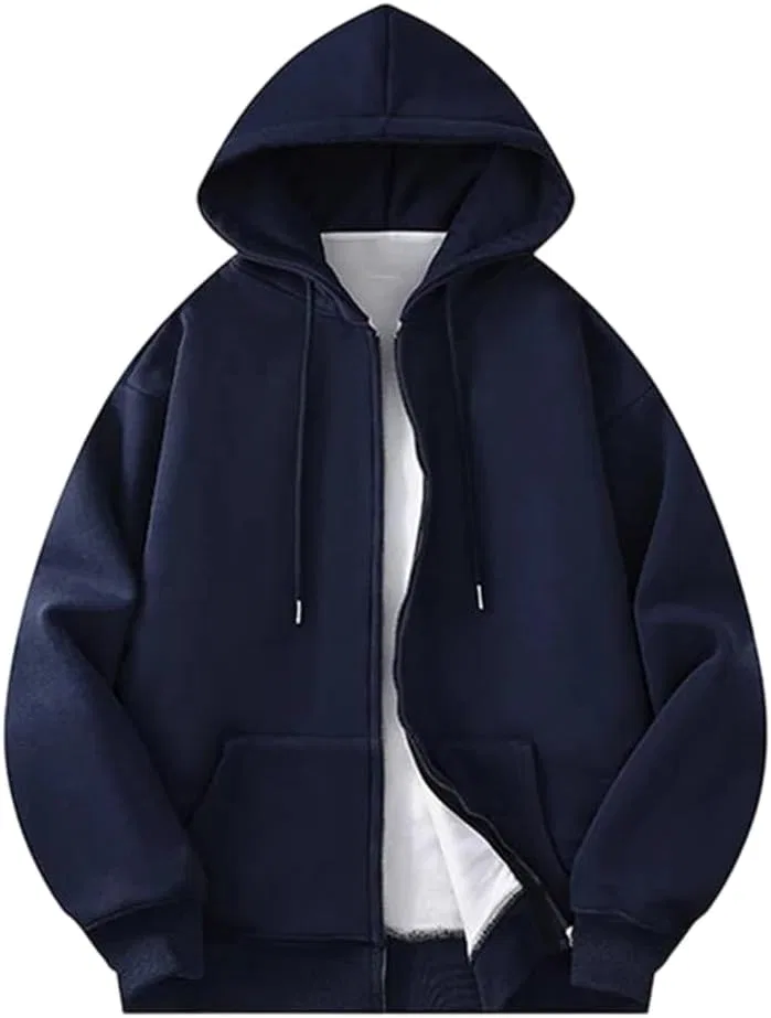 Худи с капюшоном на молнии, свободное, Navy Blue