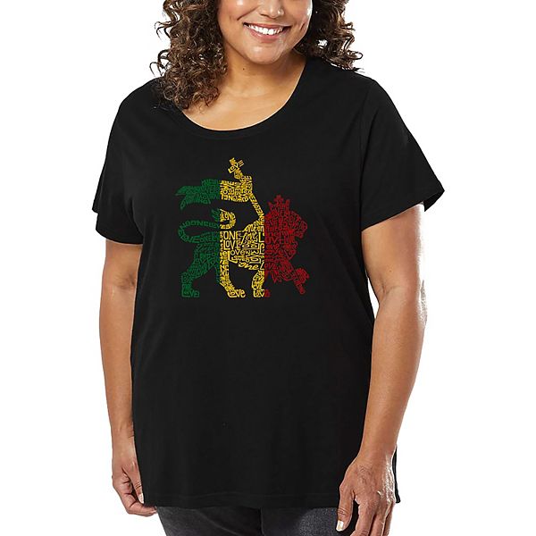 

Футболка с принтом для женщин plus size Rasta Lion One Love La Pop Art, Black, Черный, Футболка с принтом для женщин plus size Rasta Lion One Love La Pop Art, Black