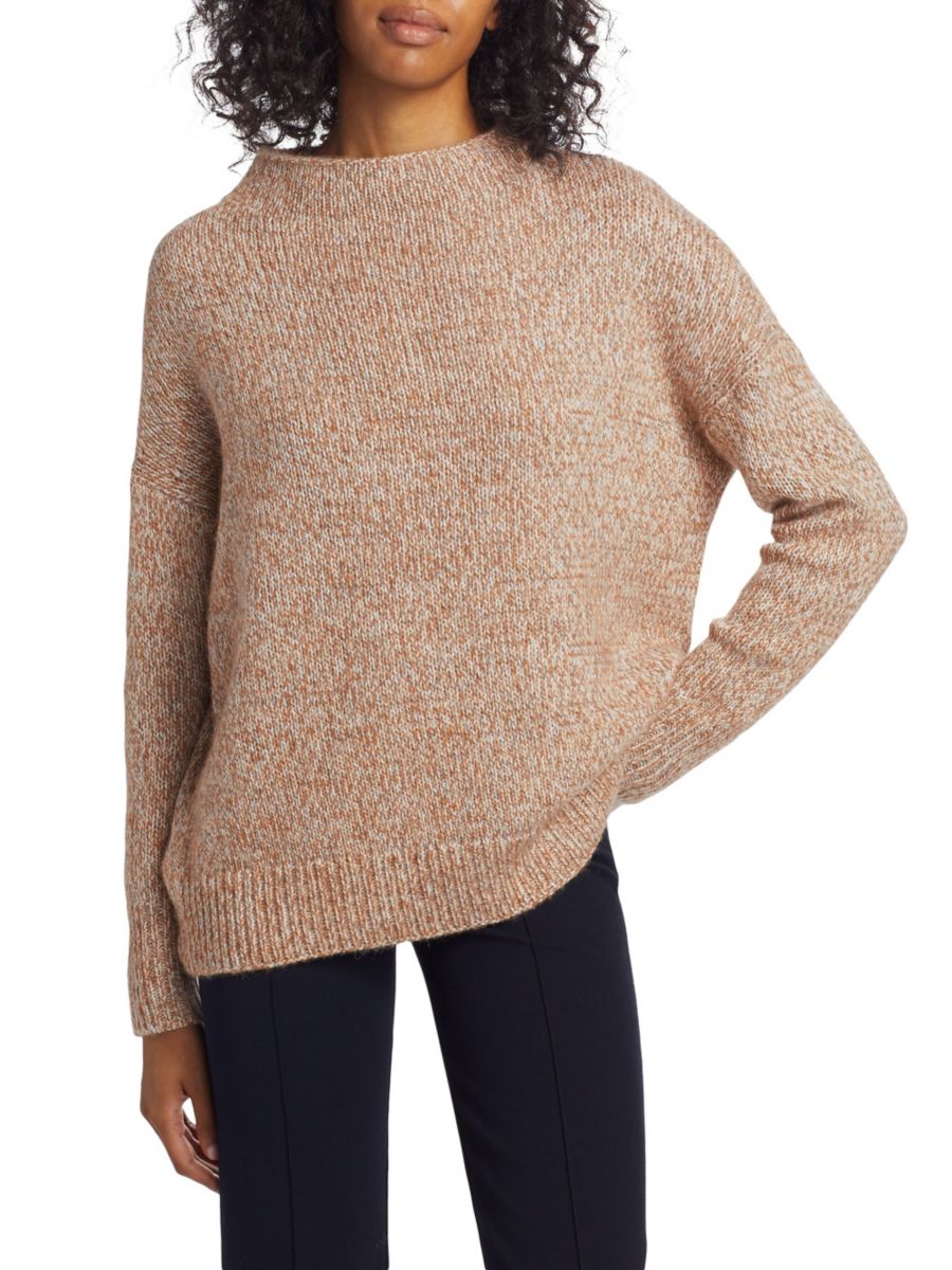 

Свитер из смеси твида и шерсти с альпакой Vince, кэмел