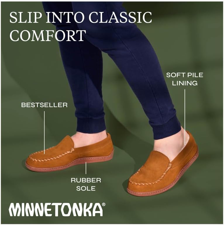 Мужские тапочки Minnetonka с плюшевой подкладкой и жесткой подошвой, зеленый — фото 3