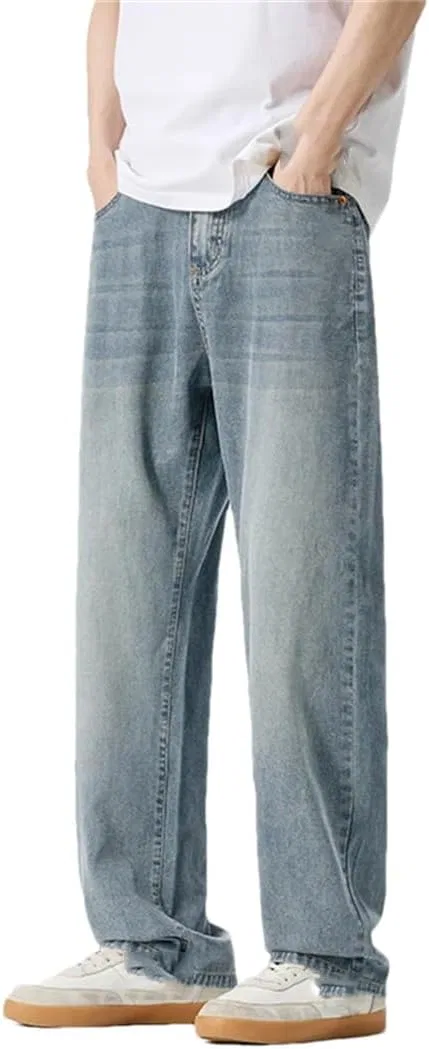 Джинсы прямые, зауженные Men's Washed Straight Jeans, 8