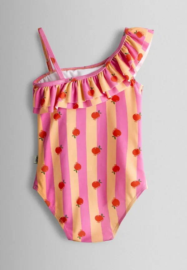Купальник Jojo Maman Bébе, Regular fit stripe asymmetric ruffle, розово-оранжевый — фото 2