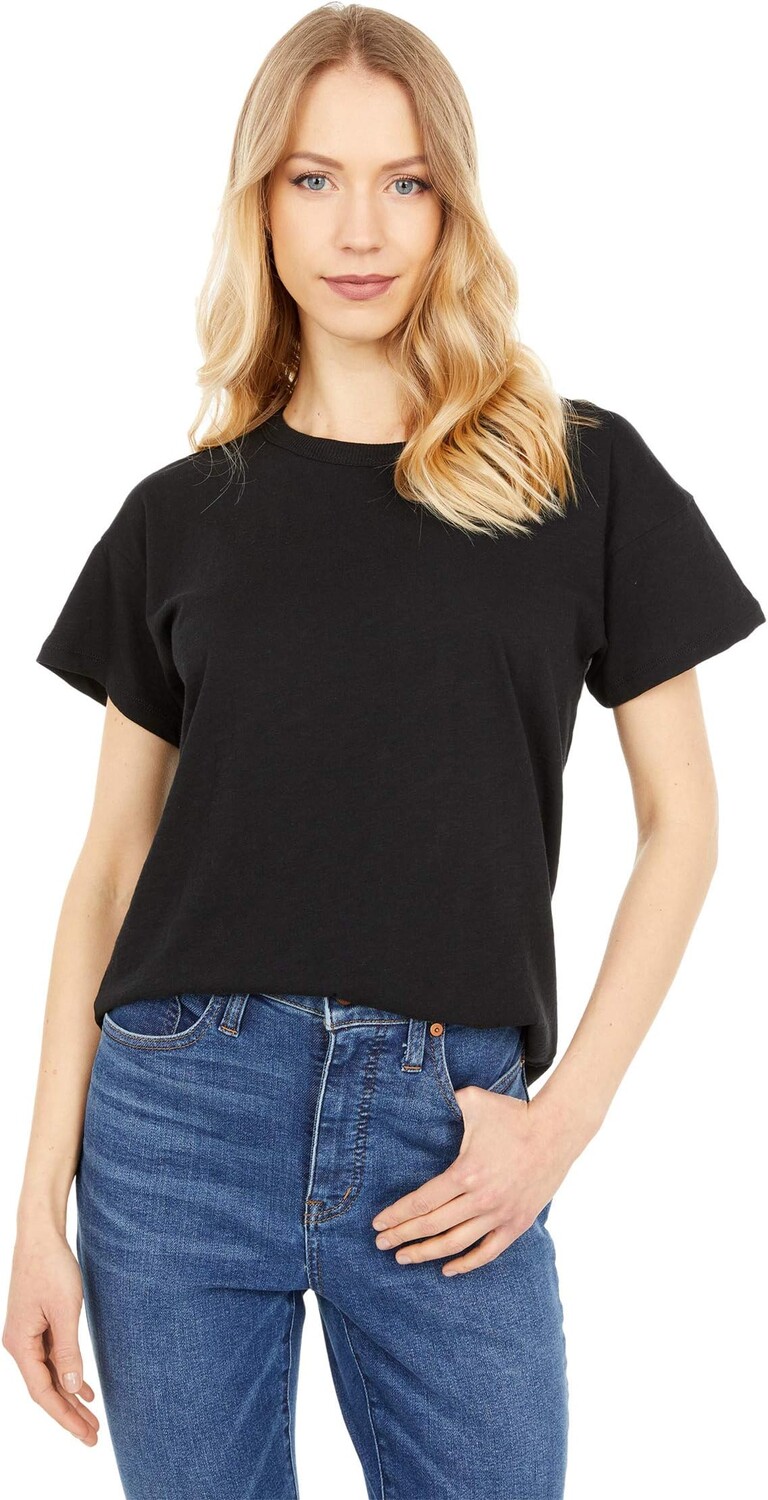 

Хлопковая футболка Whisper с круглым вырезом в рубчик Madewell, цвет True Black