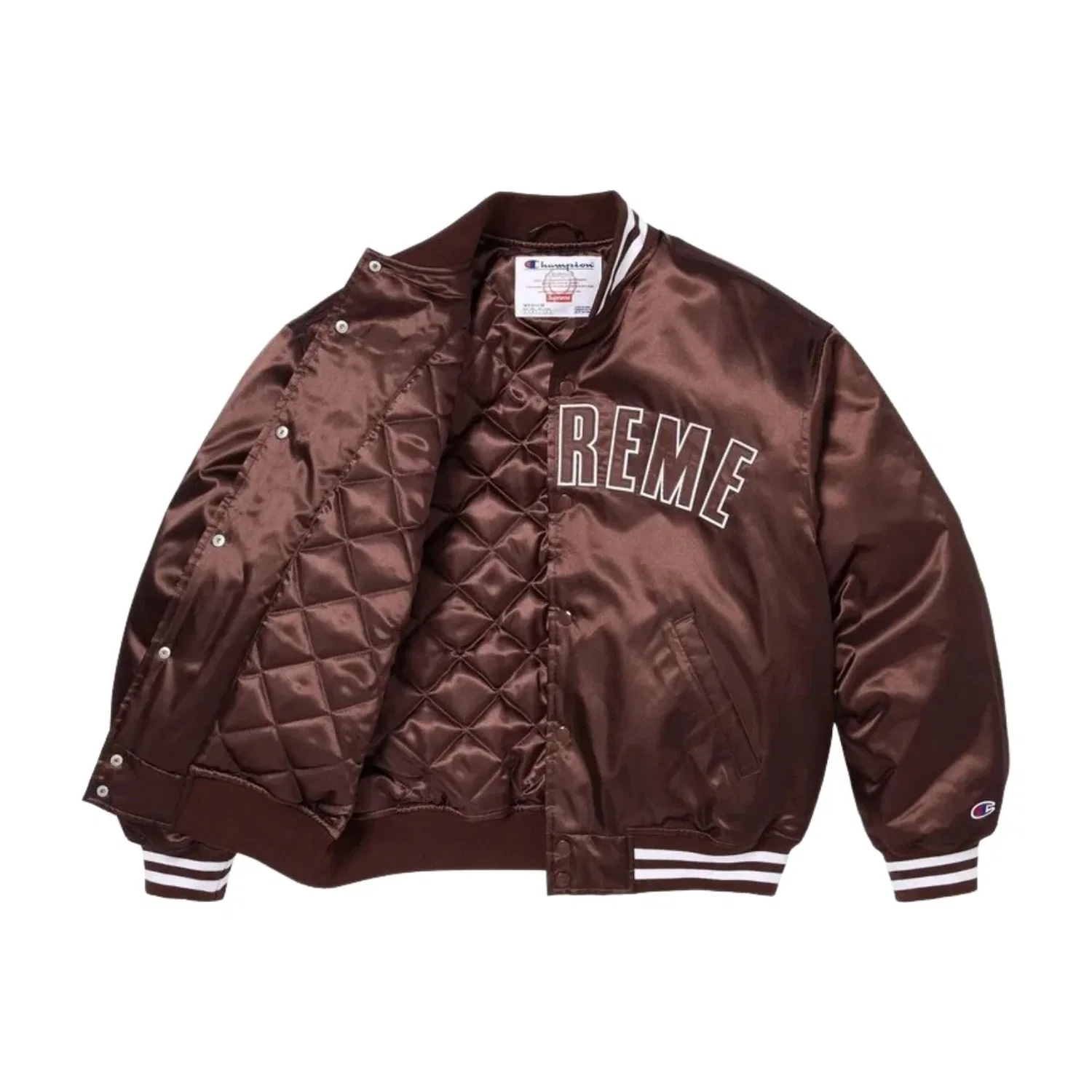 Куртка Supreme x Champion SS26 из атласа, коричневая, SUP-SS26-170-BRN — фото 2