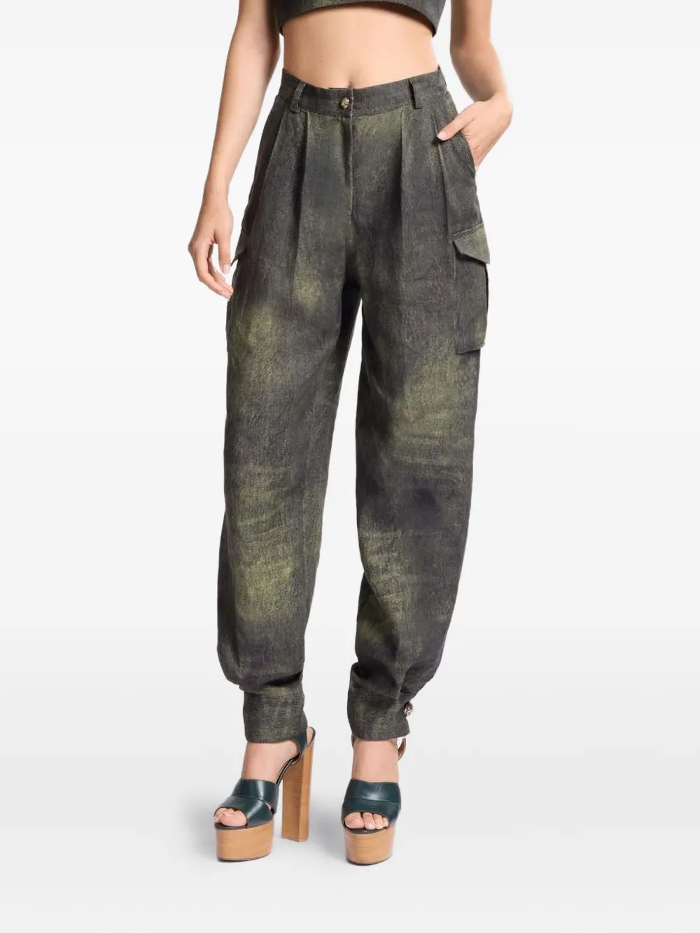 

Брюки-карго с плиссировкой Elie Saab, зеленый