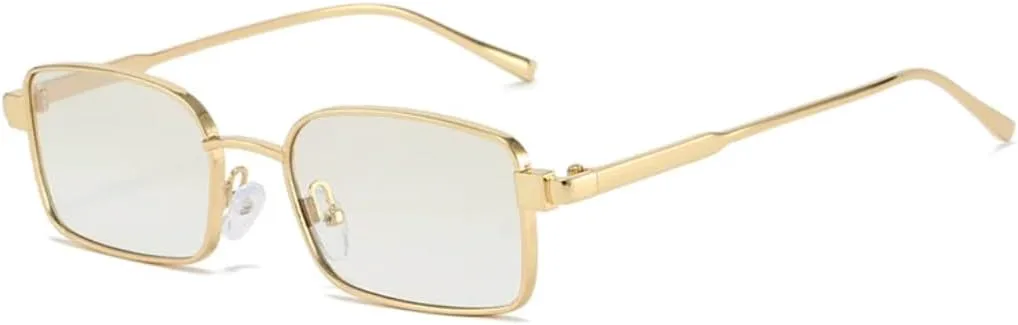 

Металлические прямоугольные женские солнцезащитные очки, модные градиентные очки UV400, мужские очки в стиле «синий чай» и панк HHZZYVY, Golden Light Gray