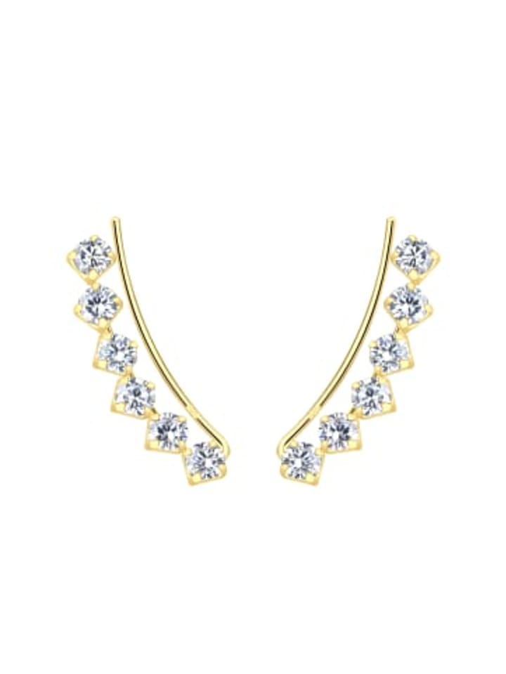 

Alexander York Серьги-каффы с цирконием в оправе из золота, изготовленные из серебра 925 пробы, комплект из 2 штук