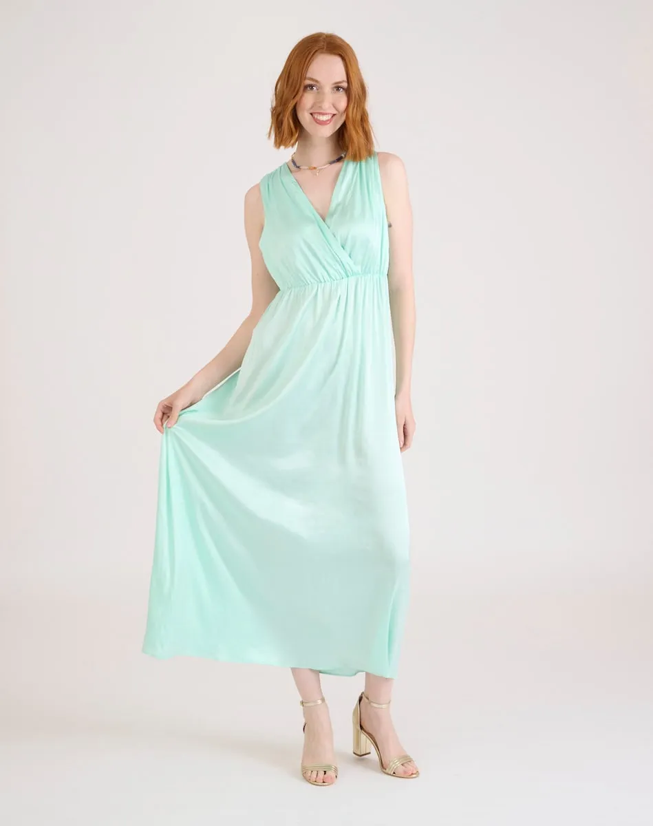 

Длинное платье из сатиновой ткани Naf Naf, бирюзовый