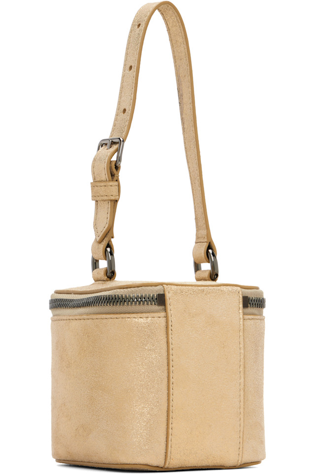 Золотистая кожаная мини-сумочка-коробочка Maison Margiela, Cream Gold — фото 3