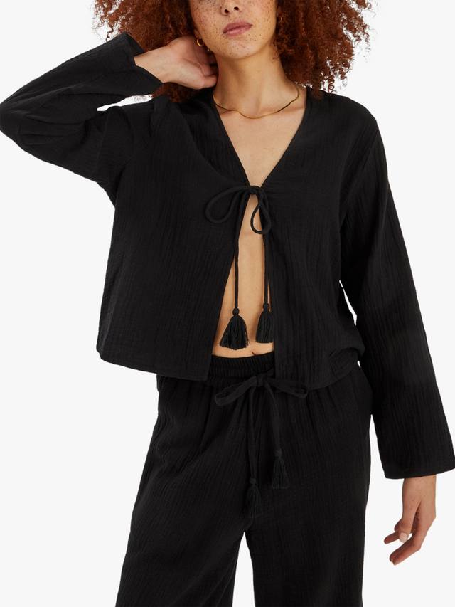 

Топ с завязками из плиссированного корда Accessorize, Black