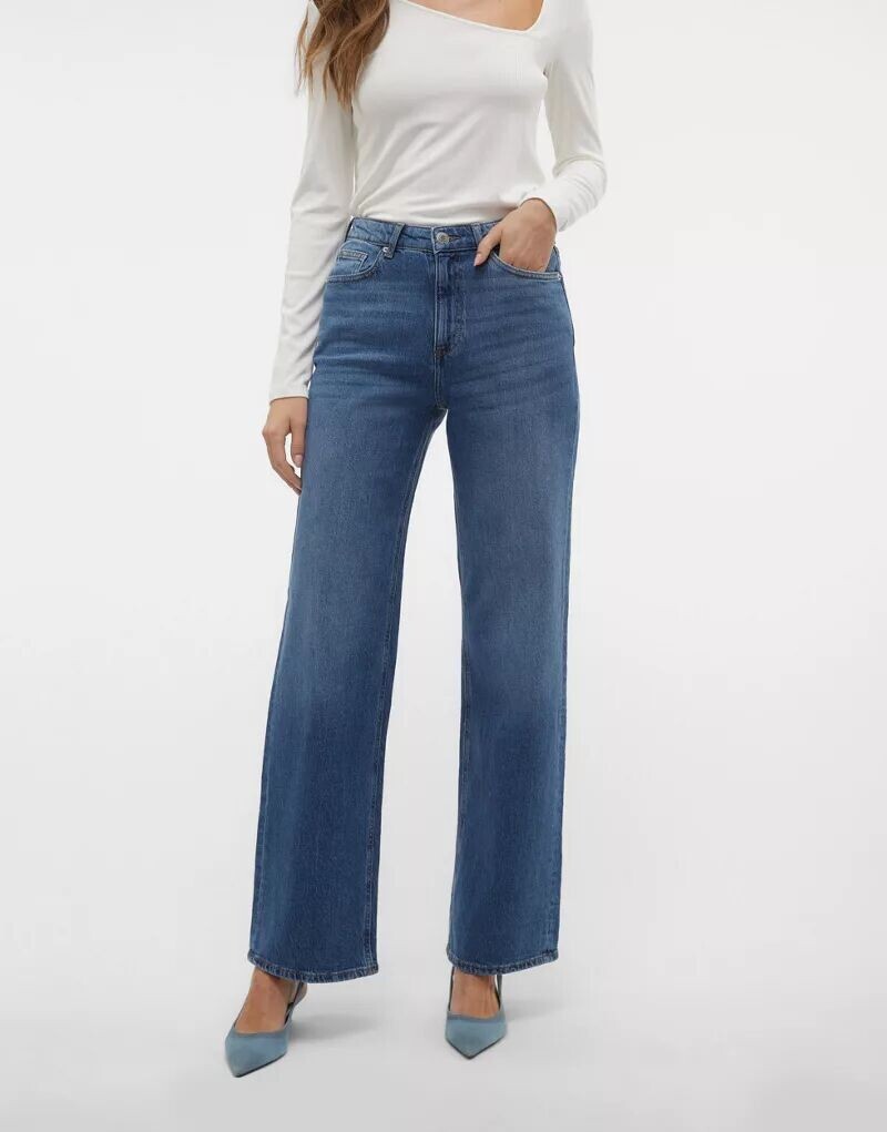 

Широкие джинсы Vero Moda Tessa среднего синего цвета