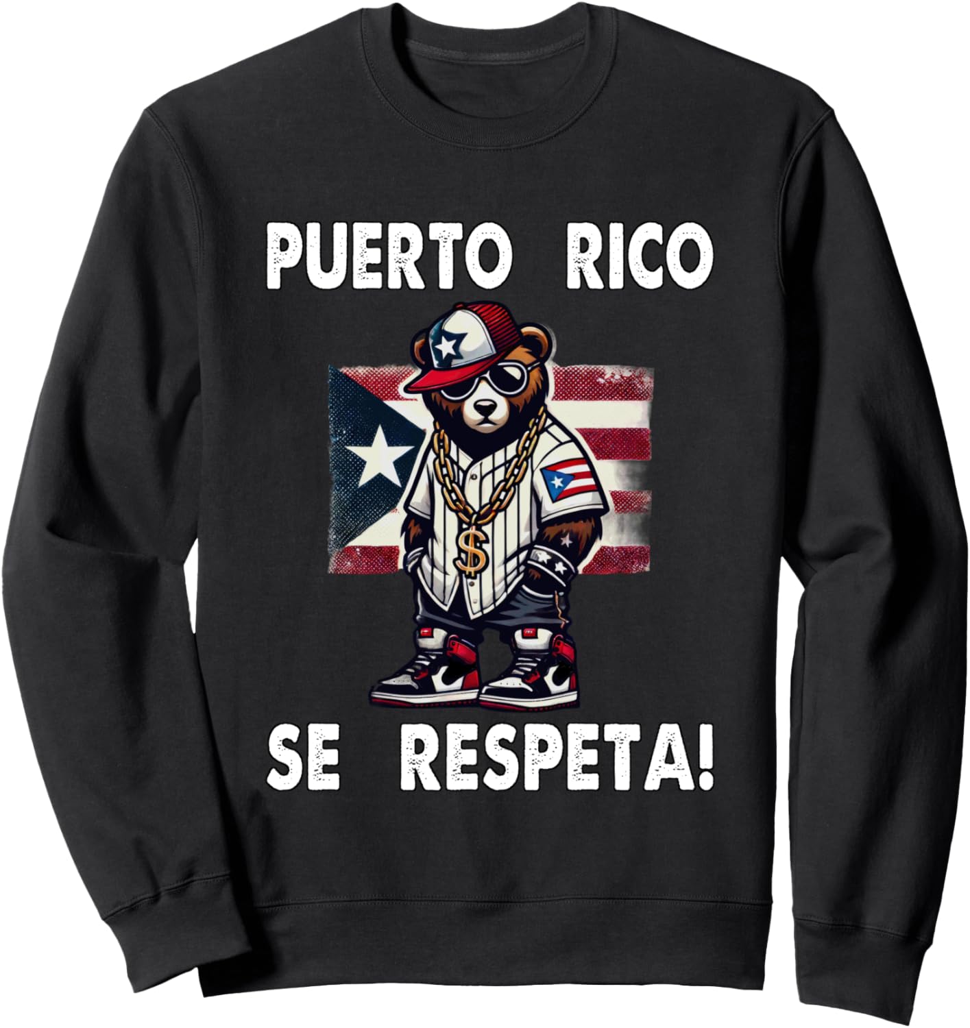 

Толстовка с флагом Puerto Rico Se Respeta Boricua и изображением уличного медведя Puerto Rico Se Respeta Collection, More Here, черный